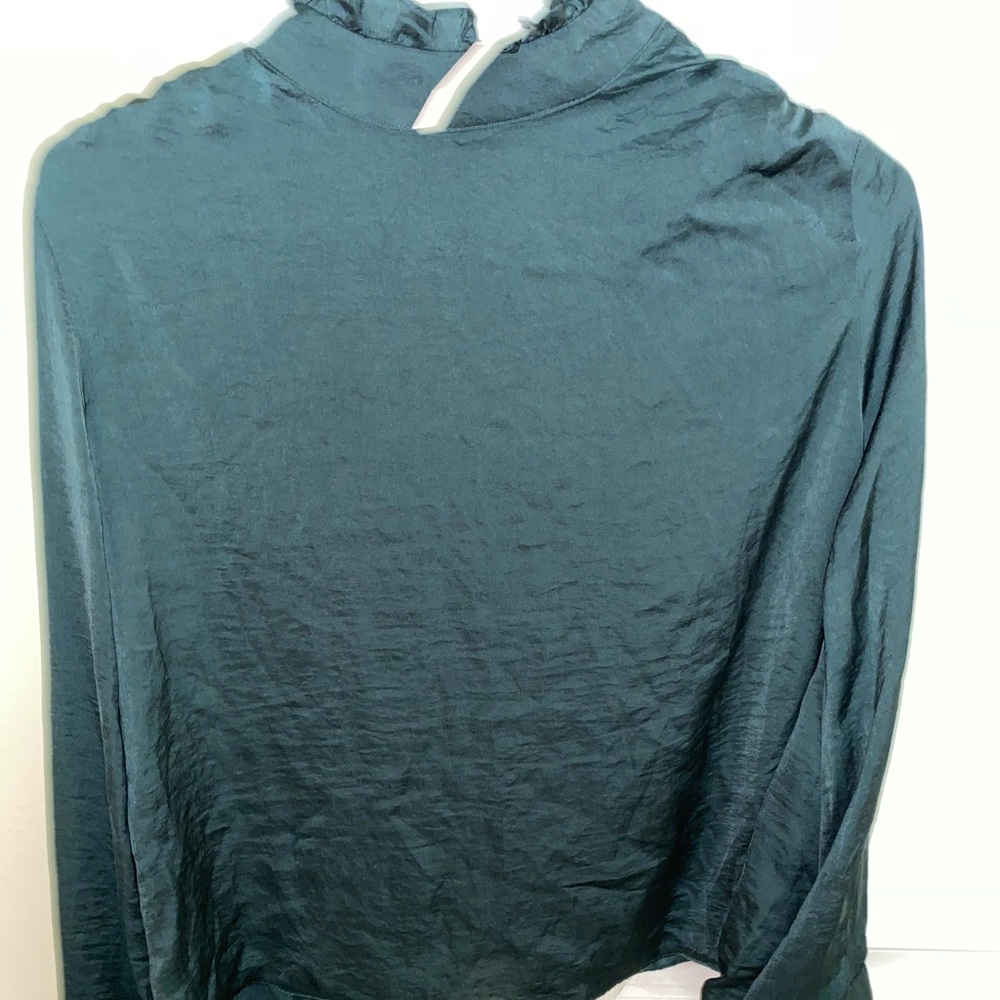 ASOS luxe high neck open back forest green top NWT - Picture 5 of 7